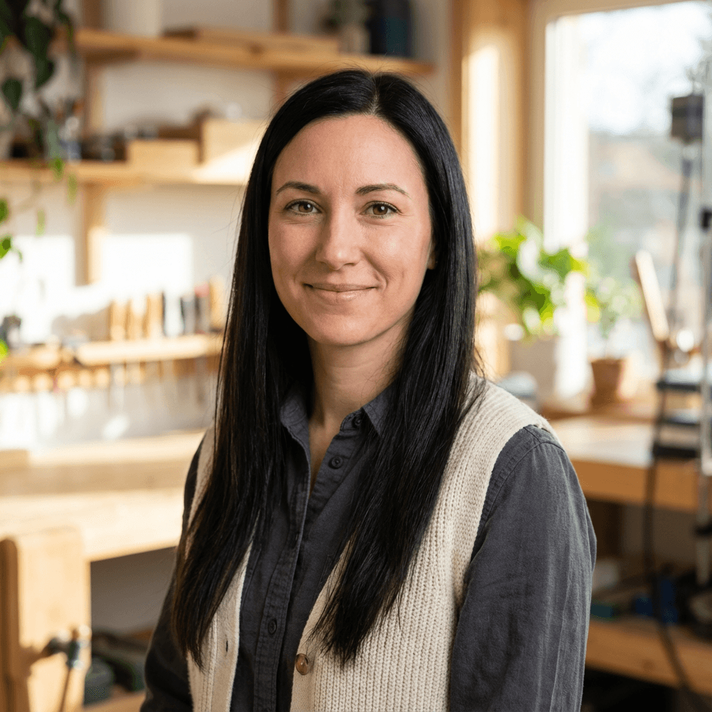 Female small business owner in her early 50s, White, professional confident demeanor