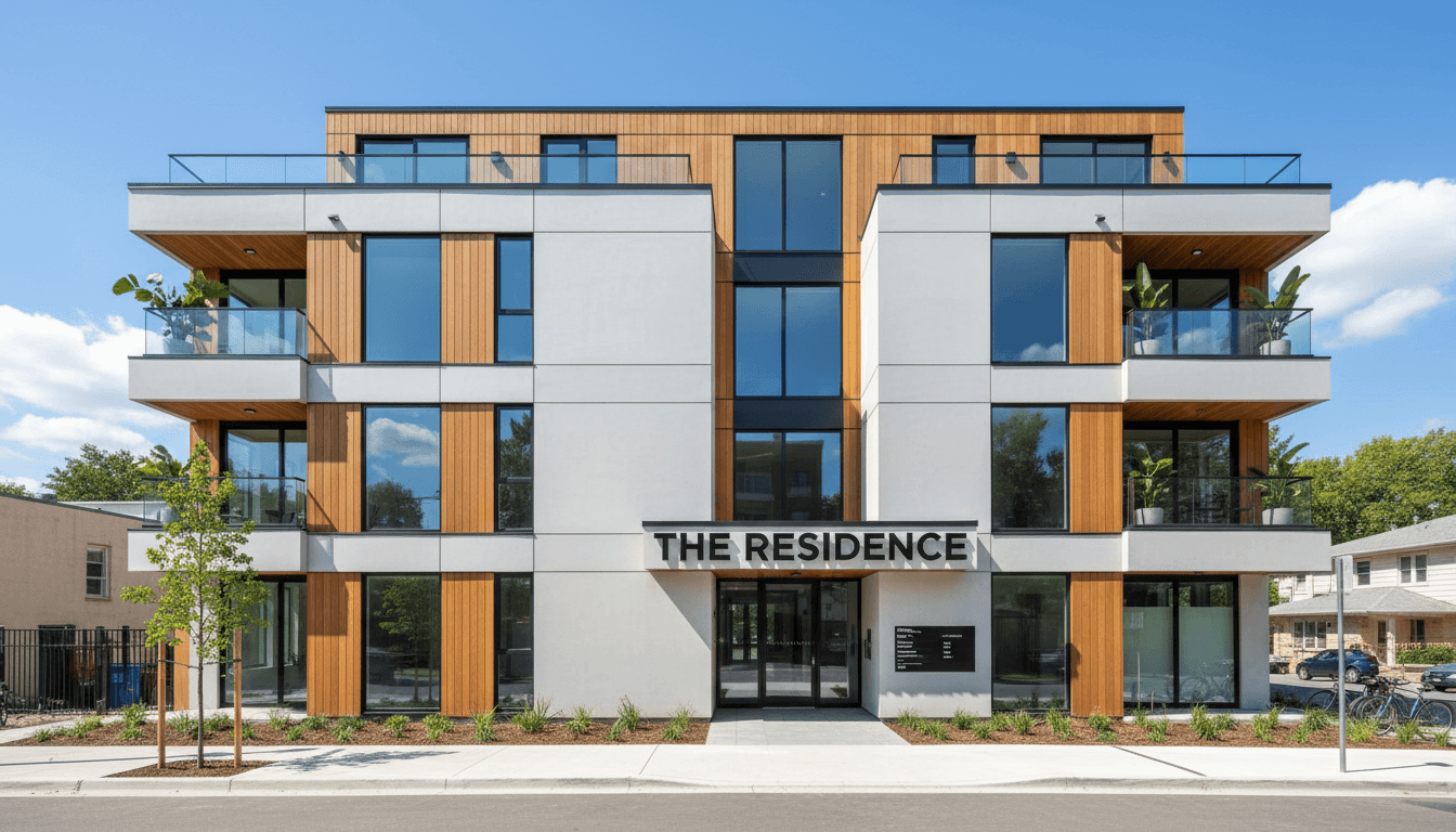 Newly renovated residential building exterior